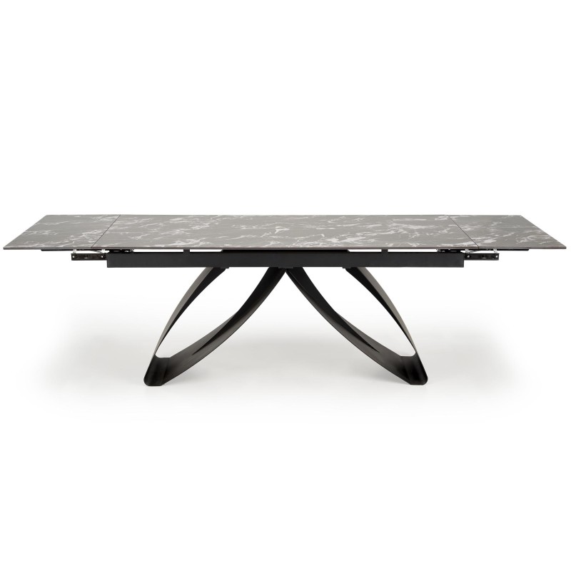 'HILARIO Extendable Table, Top - Black Marble, Legs - Black' 'HILARIO Extendable Table, Top - Black Marble, Legs - Black'