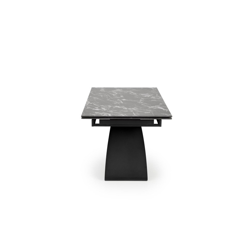 'HILARIO Extendable Table, Top - Black Marble, Legs - Black' 'HILARIO Extendable Table, Top - Black Marble, Legs - Black'
