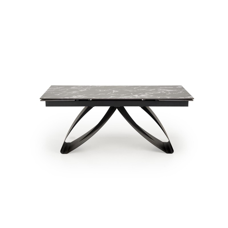 'HILARIO Extendable Table, Top - Black Marble, Legs - Black' 'HILARIO Extendable Table, Top - Black Marble, Legs - Black'