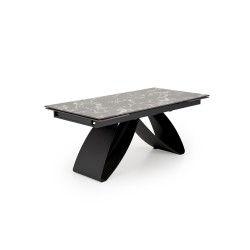'HILARIO Extendable Table, Top - Black Marble, Legs - Black' 'HILARIO Extendable Table, Top - Black Marble, Legs - Black'