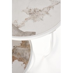 'INES Set of 2 Benches, Beige Marble / White' 'INES Set of 2 Benches, Beige Marble / White'