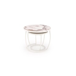 'INES Set of 2 Benches, Beige Marble / White' 'INES Set of 2 Benches, Beige Marble / White'