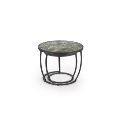 'INES Set of 2 Benches, Green Marble / Black' 'INES Set of 2 Benches, Green Marble / Black'