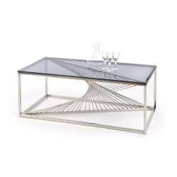 'INFINITY Coffee Table, Frame - Silver, Glass - Smoked'