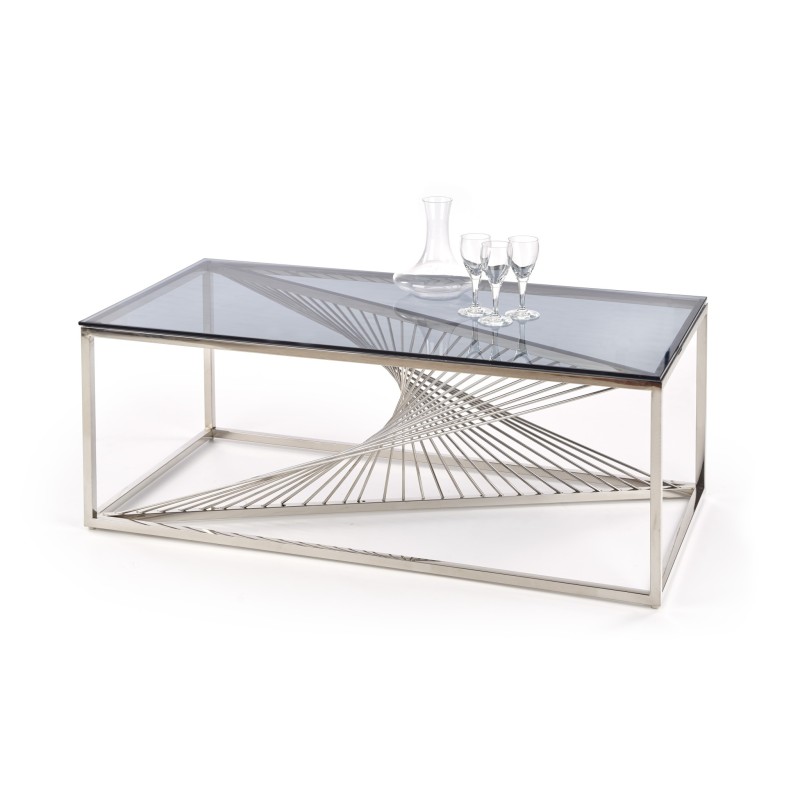'INFINITY Coffee Table, Frame - Silver, Glass - Smoked' 'INFINITY Coffee Table, Frame - Silver, Glass - Smoked'