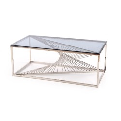 'INFINITY Coffee Table, Frame - Silver, Glass - Smoked' 'INFINITY Coffee Table, Frame - Silver, Glass - Smoked'