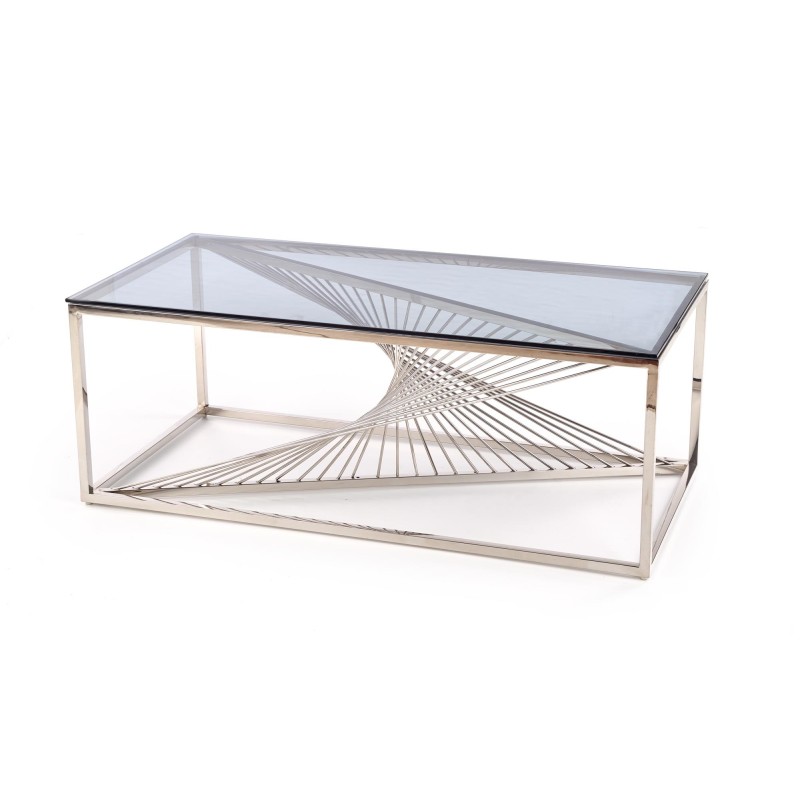 'INFINITY Coffee Table, Frame - Silver, Glass - Smoked' 'INFINITY Coffee Table, Frame - Silver, Glass - Smoked'