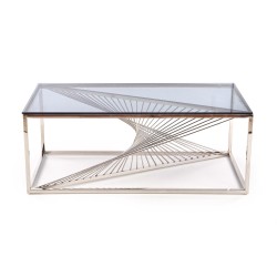 'INFINITY Coffee Table, Frame - Silver, Glass - Smoked' 'INFINITY Coffee Table, Frame - Silver, Glass - Smoked'