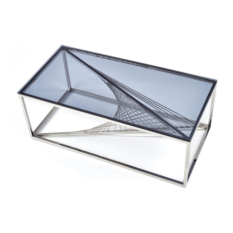 'INFINITY Coffee Table, Frame - Silver, Glass - Smoked' 'INFINITY Coffee Table, Frame - Silver, Glass - Smoked'