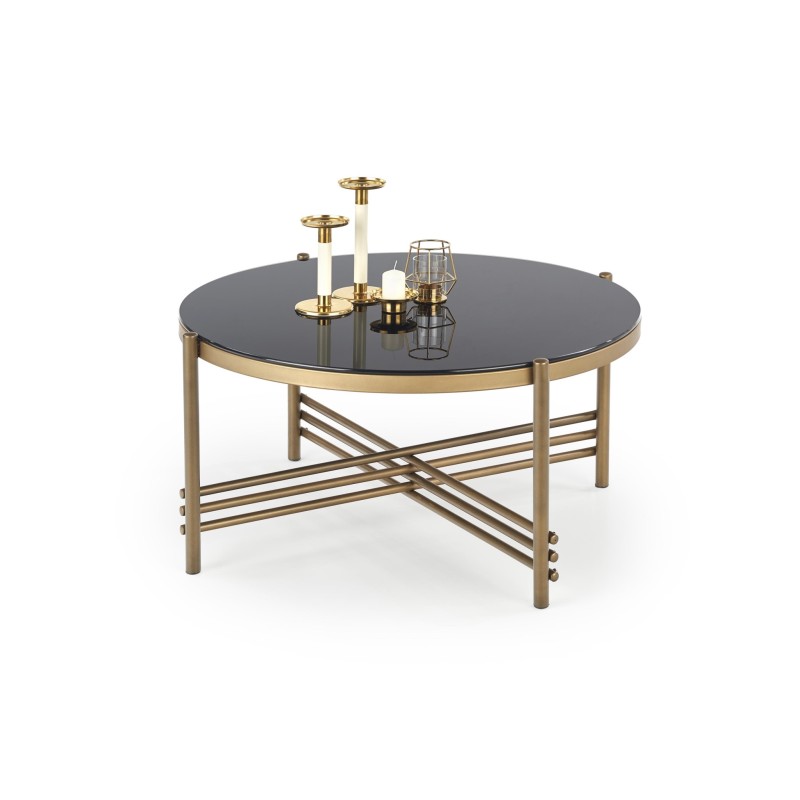 'ISMENA Coffee Table Frame - Gold, Top - Black' 'ISMENA Coffee Table Frame - Gold, Top - Black'