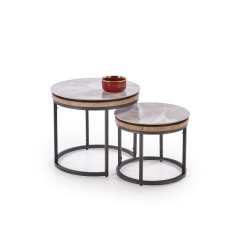 'ITAKA Set of 2 Benches, Ashen Marble / Graphite'