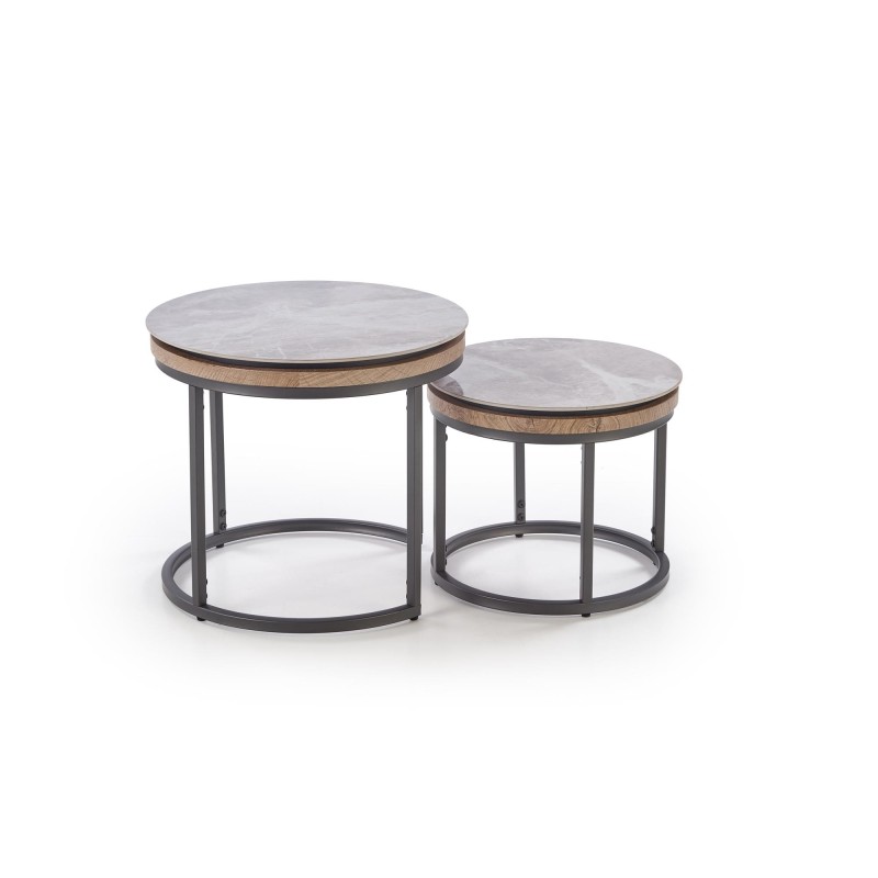 'ITAKA Set of 2 Benches, Ashen Marble / Graphite' 'ITAKA Set of 2 Benches, Ashen Marble / Graphite'