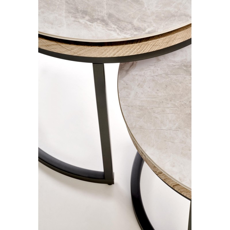'ITAKA Set of 2 Benches, Ashen Marble / Graphite' 'ITAKA Set of 2 Benches, Ashen Marble / Graphite'