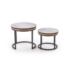 'ITAKA Set of 2 Benches, Ashen Marble / Graphite' 'ITAKA Set of 2 Benches, Ashen Marble / Graphite'