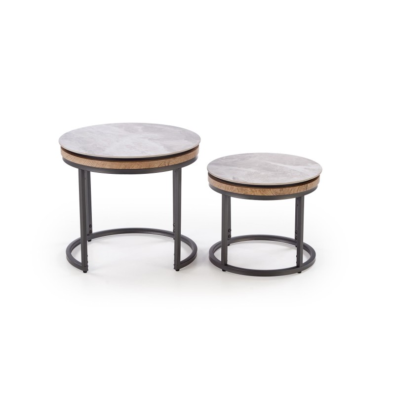 'ITAKA Set of 2 Benches, Ashen Marble / Graphite' 'ITAKA Set of 2 Benches, Ashen Marble / Graphite'