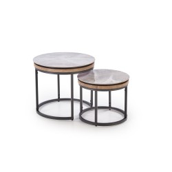 'ITAKA Set of 2 Benches, Ashen Marble / Graphite' 'ITAKA Set of 2 Benches, Ashen Marble / Graphite'