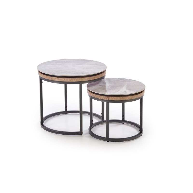'ITAKA Set of 2 Benches, Ashen Marble / Graphite' 'ITAKA Set of 2 Benches, Ashen Marble / Graphite'