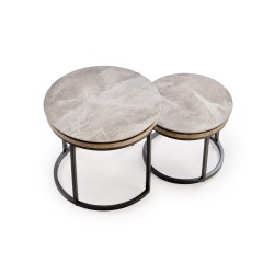 'ITAKA Set of 2 Benches, Ashen Marble / Graphite' 'ITAKA Set of 2 Benches, Ashen Marble / Graphite'