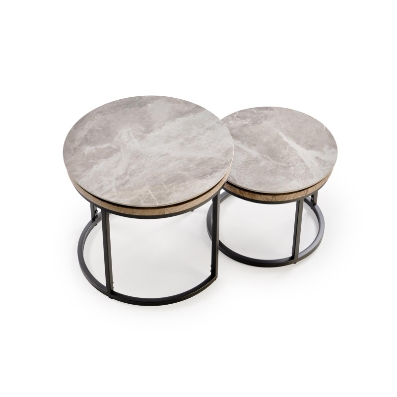 'ITAKA Set of 2 Benches, Ashen Marble / Graphite' 'ITAKA Set of 2 Benches, Ashen Marble / Graphite'