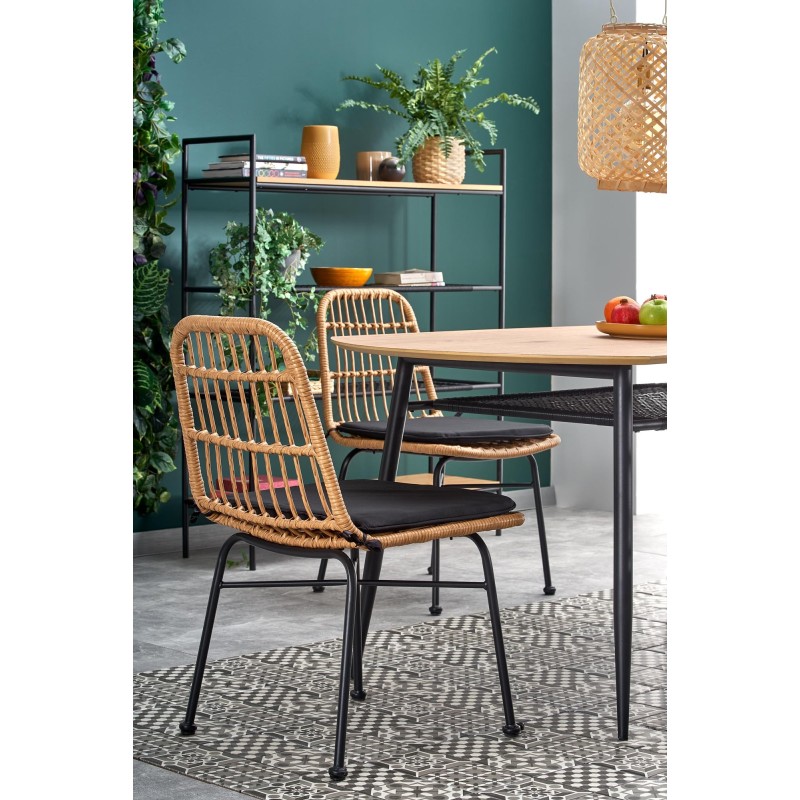'JACKSON Table, Top - Golden Oak, Leg - Black' 'JACKSON Table, Top - Golden Oak, Leg - Black'