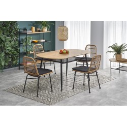 'JACKSON Table, Top - Golden Oak, Leg - Black' 'JACKSON Table, Top - Golden Oak, Leg - Black'
