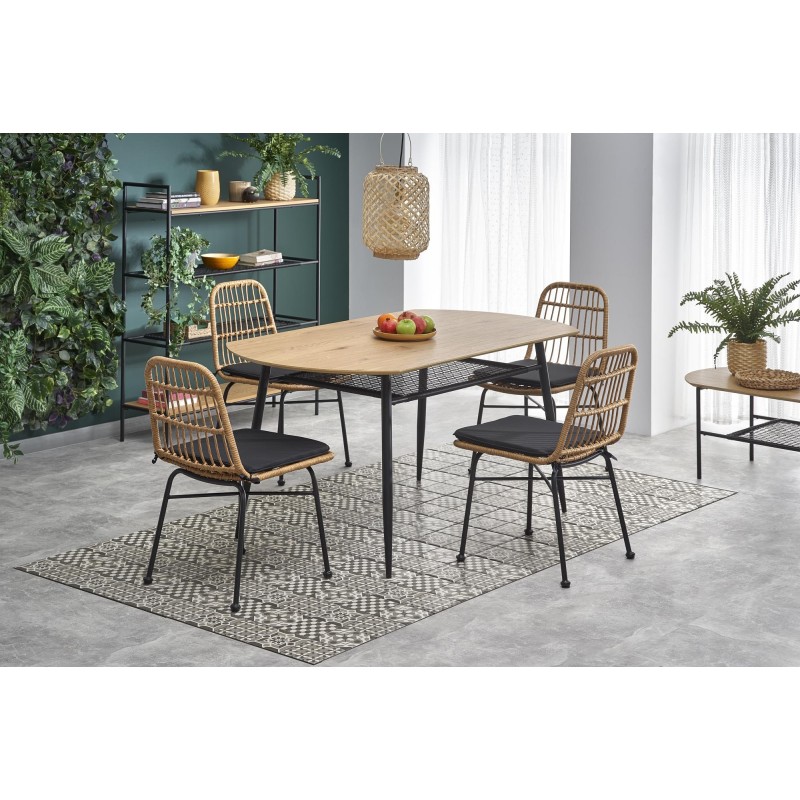 'JACKSON Table, Top - Golden Oak, Leg - Black' 'JACKSON Table, Top - Golden Oak, Leg - Black'