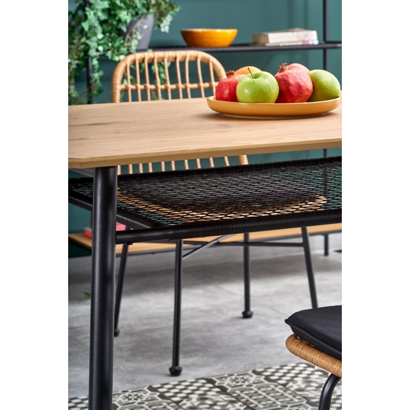 'JACKSON Table, Top - Golden Oak, Leg - Black' 'JACKSON Table, Top - Golden Oak, Leg - Black'