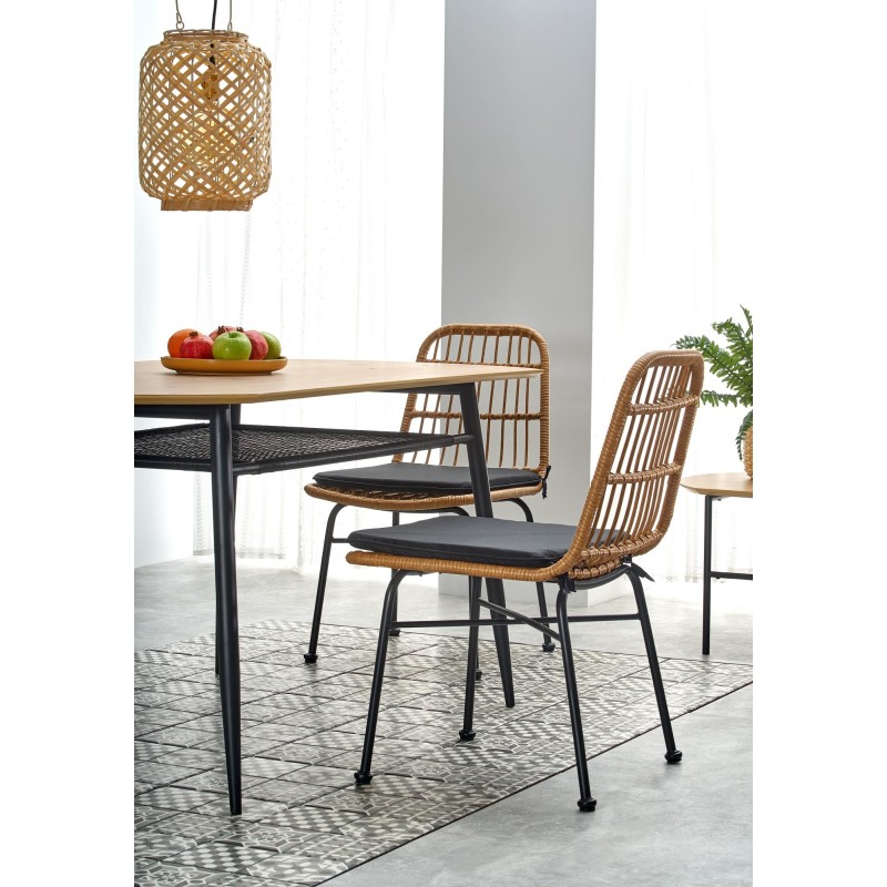 'JACKSON Table, Top - Golden Oak, Leg - Black' 'JACKSON Table, Top - Golden Oak, Leg - Black'