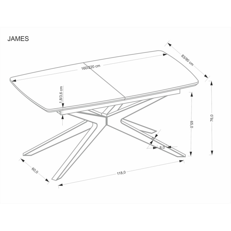 'JAMES Extendable Table, Natural / Black' 'JAMES Extendable Table, Natural / Black'