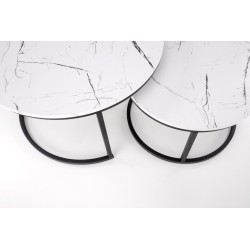'JAVA Set of 2 Benches, White Marble / Black' 'JAVA Set of 2 Benches, White Marble / Black'