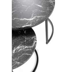 'JAVA Set of 2 Benches, Black Marble / Black' 'JAVA Set of 2 Benches, Black Marble / Black'