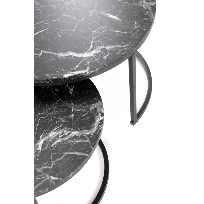 'JAVA Set of 2 Benches, Black Marble / Black' 'JAVA Set of 2 Benches, Black Marble / Black'