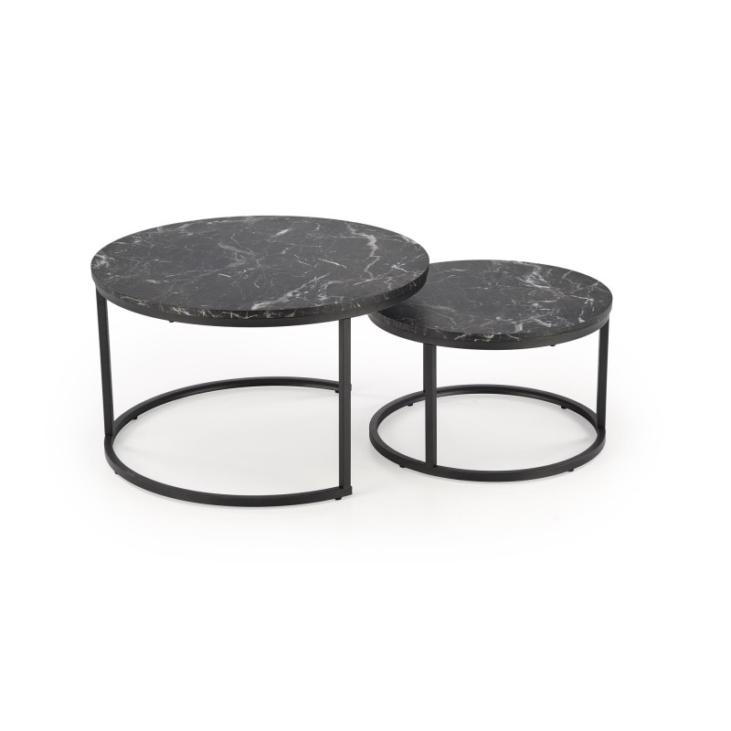 'JAVA Set of 2 Benches, Black Marble / Black' 'JAVA Set of 2 Benches, Black Marble / Black'