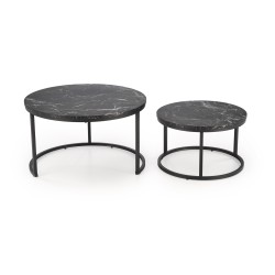 'JAVA Set of 2 Benches, Black Marble / Black' 'JAVA Set of 2 Benches, Black Marble / Black'