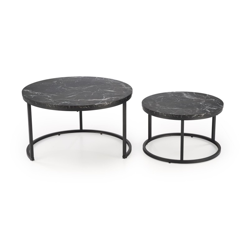 'JAVA Set of 2 Benches, Black Marble / Black' 'JAVA Set of 2 Benches, Black Marble / Black'