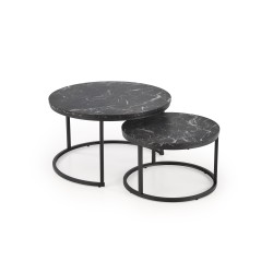 'JAVA Set of 2 Benches, Black Marble / Black' 'JAVA Set of 2 Benches, Black Marble / Black'