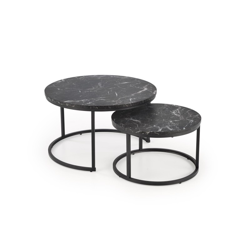 'JAVA Set of 2 Benches, Black Marble / Black' 'JAVA Set of 2 Benches, Black Marble / Black'