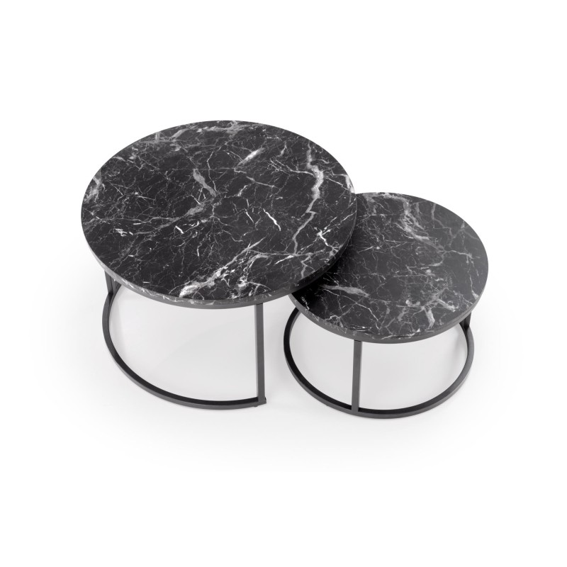 'JAVA Set of 2 Benches, Black Marble / Black' 'JAVA Set of 2 Benches, Black Marble / Black'