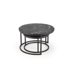 'JAVA Set of 2 Benches, Black Marble / Black' 'JAVA Set of 2 Benches, Black Marble / Black'