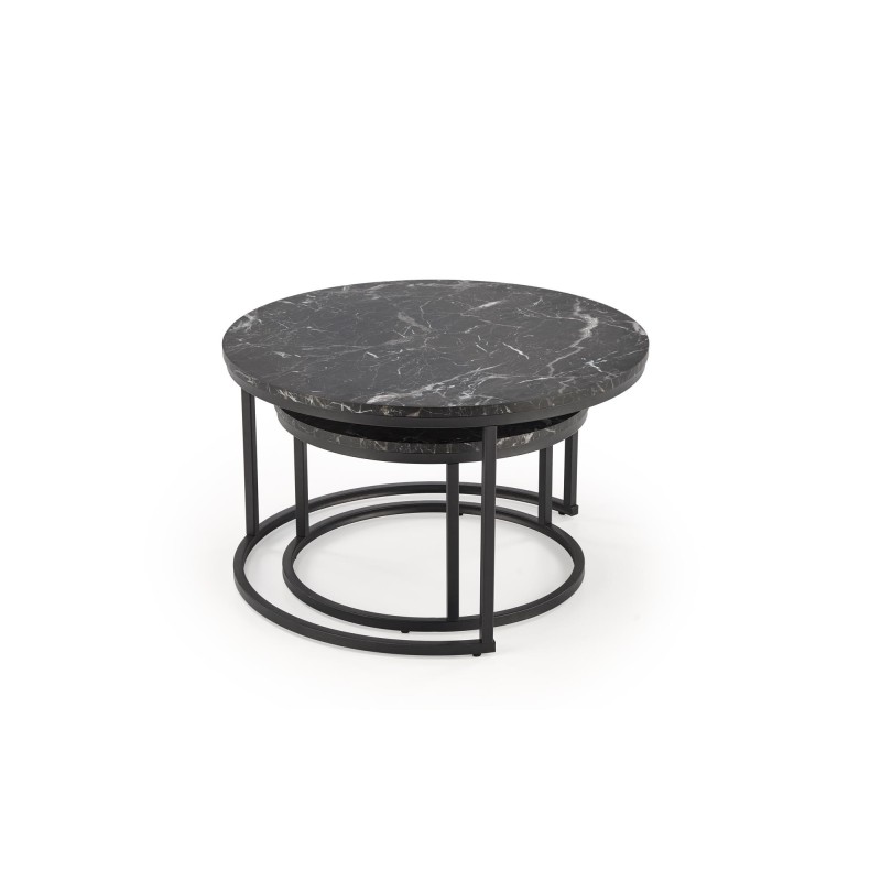 'JAVA Set of 2 Benches, Black Marble / Black' 'JAVA Set of 2 Benches, Black Marble / Black'