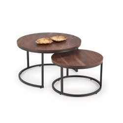 'JAVA Set of 2 Benches, Walnut / Black'