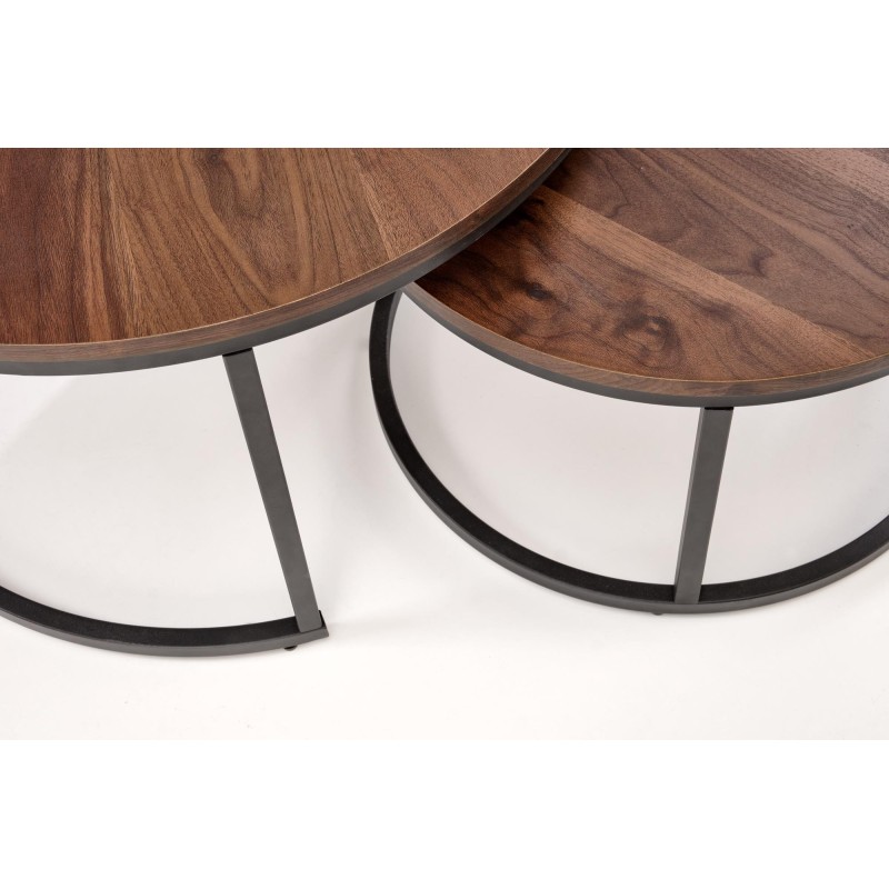 'JAVA Set of 2 Benches, Walnut / Black' 'JAVA Set of 2 Benches, Walnut / Black'