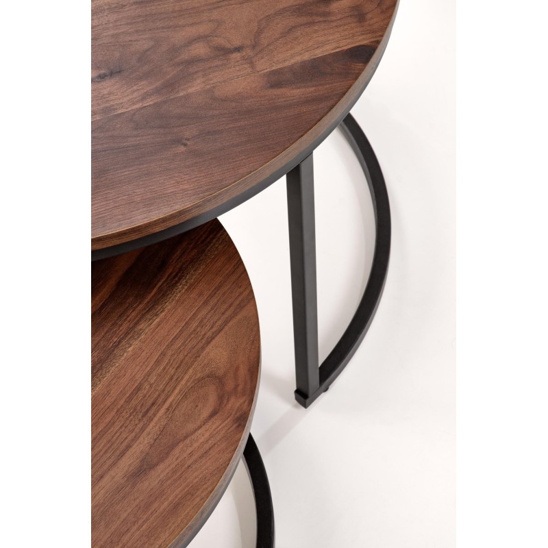 'JAVA Set of 2 Benches, Walnut / Black' 'JAVA Set of 2 Benches, Walnut / Black'