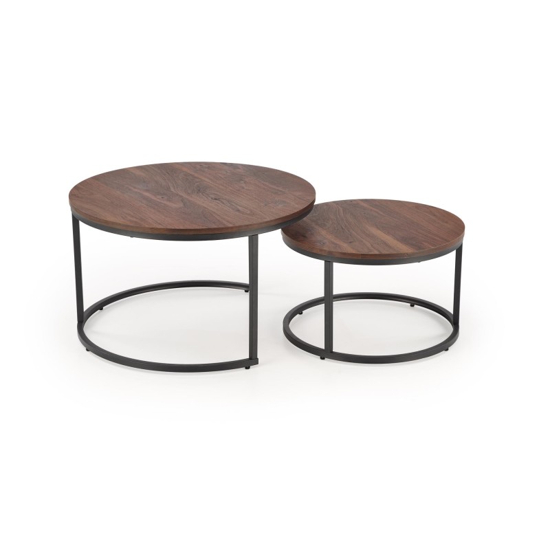 'JAVA Set of 2 Benches, Walnut / Black' 'JAVA Set of 2 Benches, Walnut / Black'
