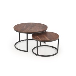 'JAVA Set of 2 Benches, Walnut / Black' 'JAVA Set of 2 Benches, Walnut / Black'