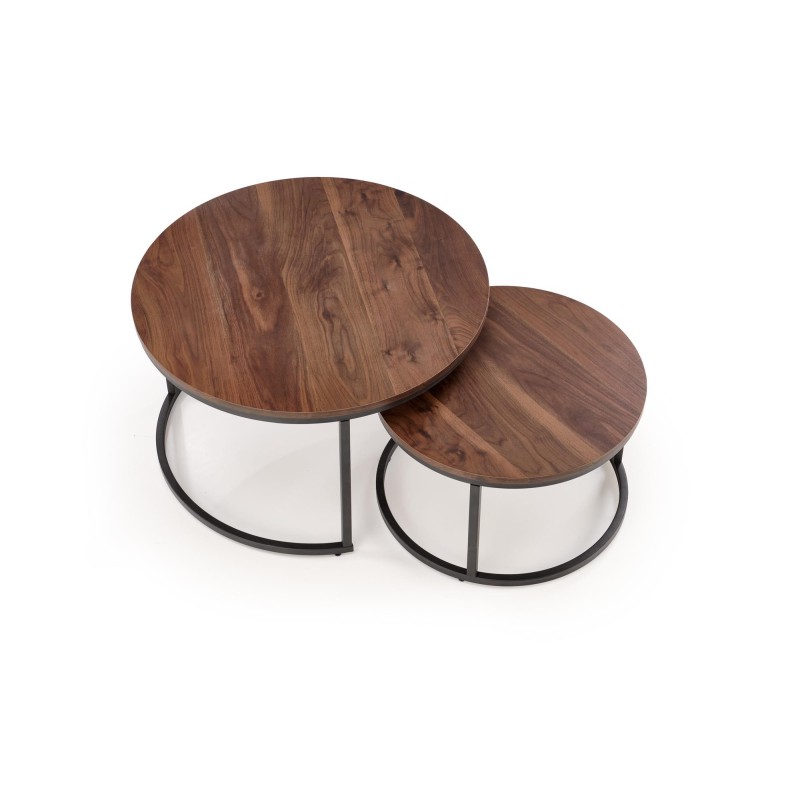 'JAVA Set of 2 Benches, Walnut / Black' 'JAVA Set of 2 Benches, Walnut / Black'