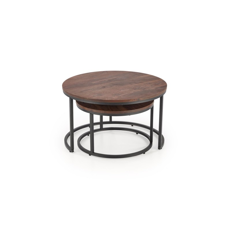 'JAVA Set of 2 Benches, Walnut / Black' 'JAVA Set of 2 Benches, Walnut / Black'