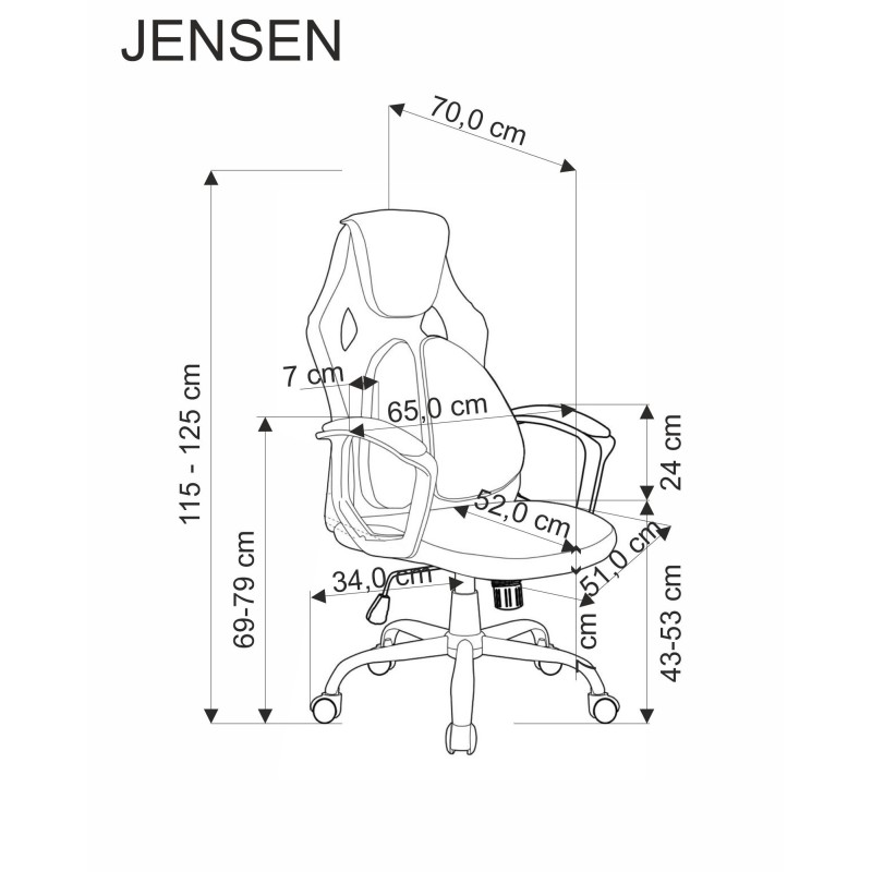 JENSEN fotel gabinetowy, czarny - popielaty - czerwony JENSEN fotel gabinetowy, czarny - popielaty - czerwony