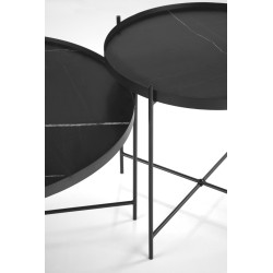 'JULIETA Set of 2 Benches, Black Marble / Black' 'JULIETA Set of 2 Benches, Black Marble / Black'