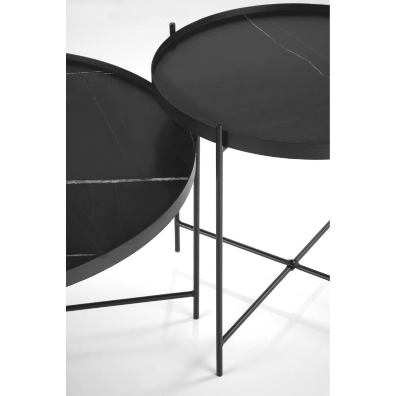 'JULIETA Set of 2 Benches, Black Marble / Black' 'JULIETA Set of 2 Benches, Black Marble / Black'